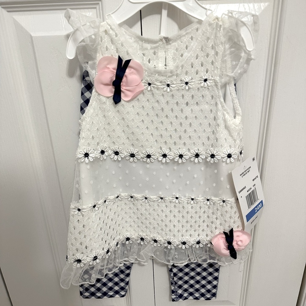 NWT Rare Editions Lace top with checkered pants